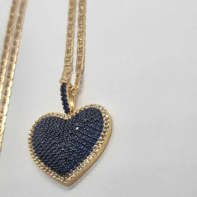 Brand New Brazilian 18k Gold Filled Brass Blue Heart Necklace