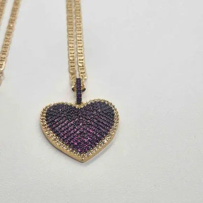 Brand New Brazilian 18k Gold Filled  Brass Purple Heart Necklace