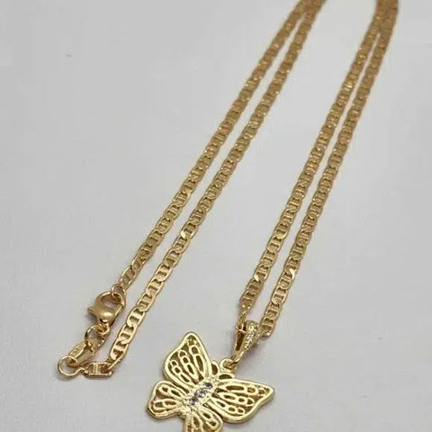 Brand New Brazilian 18k Gold Filled Butterfly Necklace