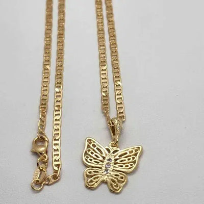 Brand New Brazilian 18k Gold Filled Butterfly Necklace