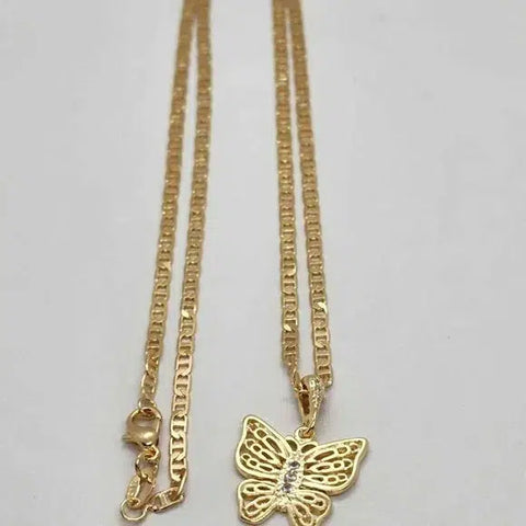 Brand New Brazilian 18k Gold Filled Butterfly Necklace