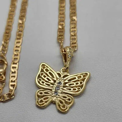 Brand New Brazilian 18k Gold Filled Butterfly Necklace