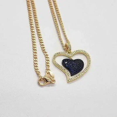 Brand New Brazilian 18k gold filled necklace w/ 2 side Heart Brass pendent