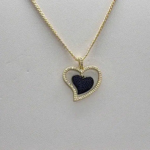 Brand New Brazilian 18k gold filled necklace w/ 2 side Heart Brass pendent