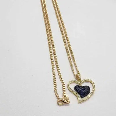 Brand New Brazilian 18k gold filled necklace w/ 2 side Heart Brass pendent