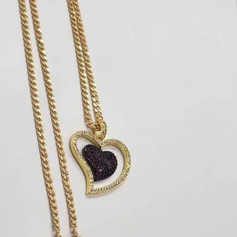 Brand New  Brazilian 18k gold filled necklace w/ 2 side Heart Brass pendent