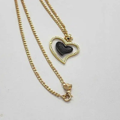 Brand New  Brazilian 18k gold filled necklace w/ 2 side Heart Brass pendent