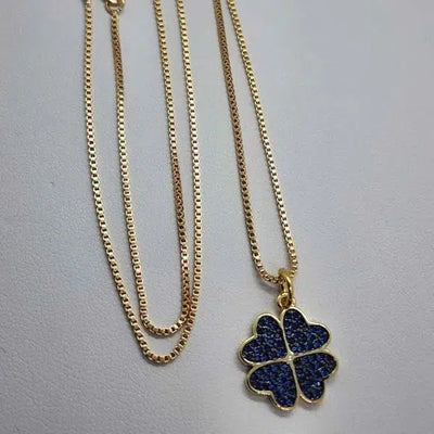 Brand New Brazilian 18k Gold Filled Necklace w/ 4 Blue Heart Pendent