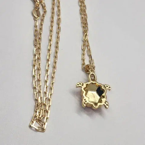 Brand New  Brazilian 18k Gold Filled Necklace w/ Brass PINK Turtle pendent