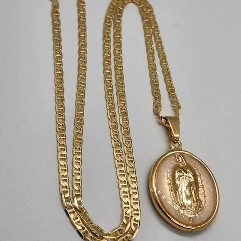 Brand New  Brazilian 18k Gold Filled Virgen De Guadalupe Necklace