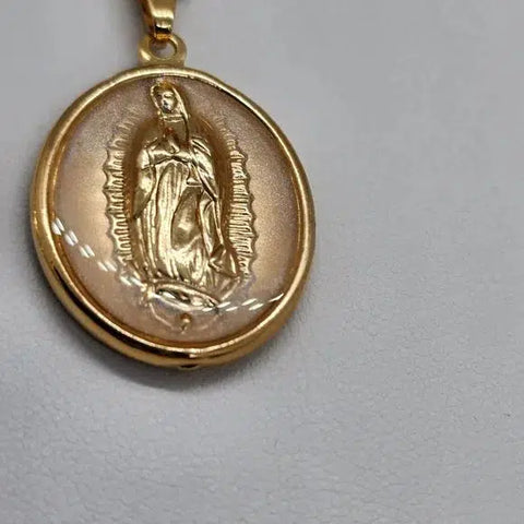 Brand New  Brazilian 18k Gold Filled Virgen De Guadalupe Necklace