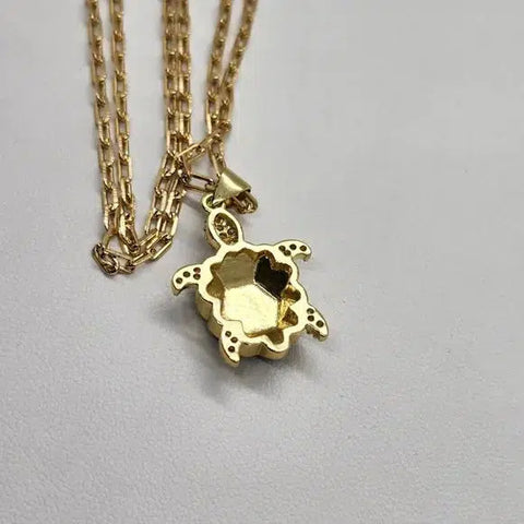 Brand New Brazilian 18k Gold Filled Necklace w/ Brass BLACK Turtle pendent