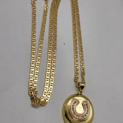 Brand New Brazilian 18k Gold Filled Necklace & Horseshoe Brass pendent