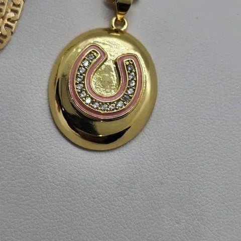 Brand New Brazilian 18k Gold Filled Necklace & Horseshoe Brass pendent