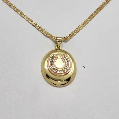 Brand New Brazilian 18k Gold Filled Necklace & Horseshoe Brass pendent