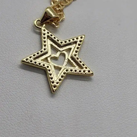 Brand New  Brazilian 18k Gold Filled Necklace & Star heart Brass pendent