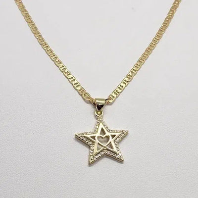 Brand New  Brazilian 18k Gold Filled Necklace & Star heart Brass pendent