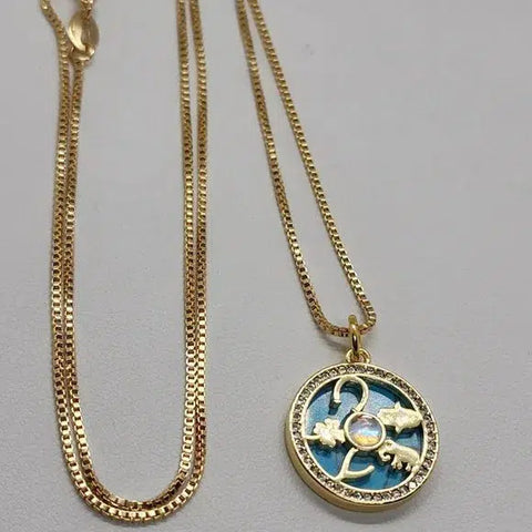 Brand New  Brazilian 18k Gold Filled Necklace & Multi Lucky Charms Brass pendent