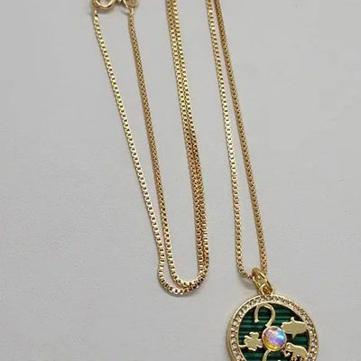 Brand New  Brazilian 18k Gold Filled Necklace & Multi Lucky Charms Brass pendent