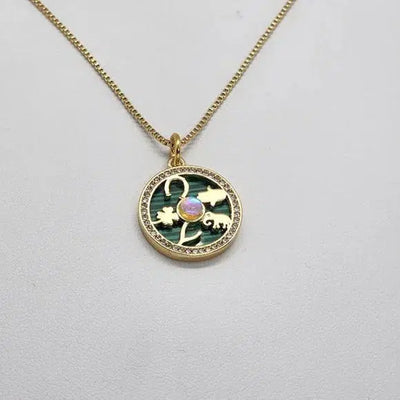 Brand New  Brazilian 18k Gold Filled Necklace & Multi Lucky Charms Brass pendent