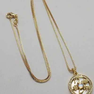 Brand New  Brazilian 18k Gold Filled Necklace & Multi Lucky Charms Brass pendent