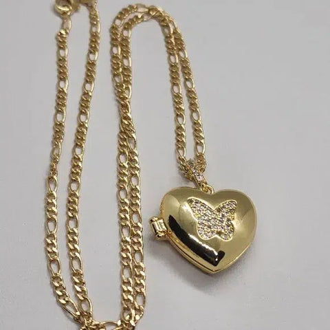 Brand New Butterfly Heart Locket Necklace