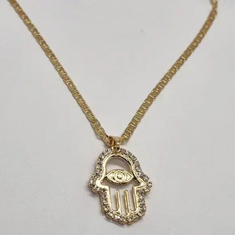 Brand New Brazilian 18k Gold Filled Hamsa Necklace