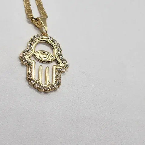 Brand New Brazilian 18k Gold Filled Hamsa Necklace