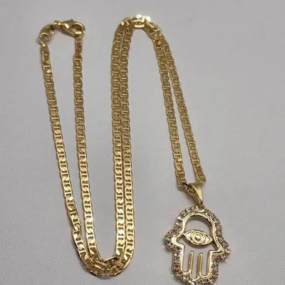 Brand New Brazilian 18k Gold Filled Hamsa Necklace