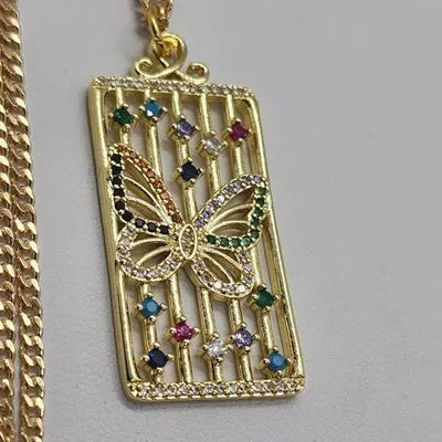 Brand New Brazilian 18k Gold Filled Necklace with Brass Butterfly Pendent