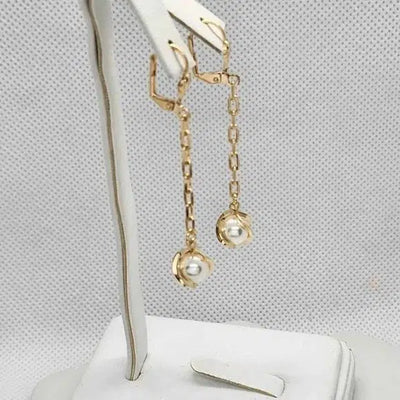 Brand New  Brazilian 18k Gold Filled Pearl Dangle Earrings