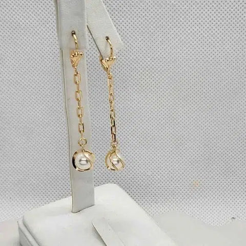 Brand New  Brazilian 18k Gold Filled Pearl Dangle Earrings