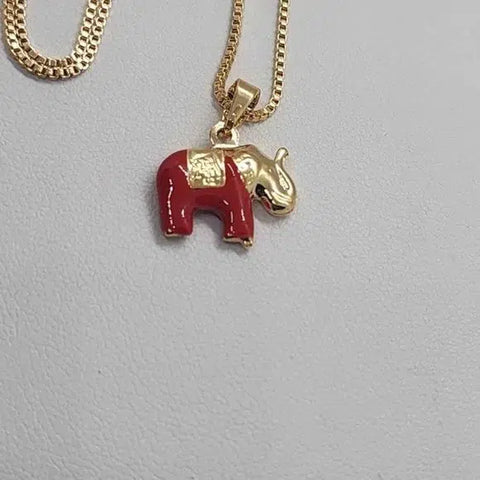 Brand New Brazilian 18k Gold Filled Red Elephant Necklace