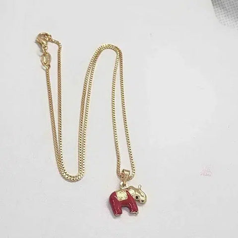 Brand New Brazilian 18k Gold Filled Red Elephant Necklace