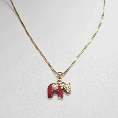 Brand New Brazilian 18k Gold Filled Red Elephant Necklace