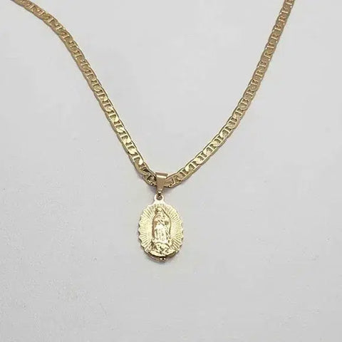 Brand New  Brazilian 18k Gold Filled Virgen De Guadalupe Necklace