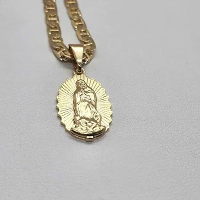 Brand New  Brazilian 18k Gold Filled Virgen De Guadalupe Necklace