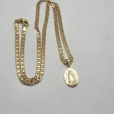 Brand New  Brazilian 18k Gold Filled Virgen De Guadalupe Necklace