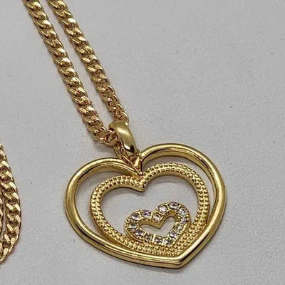 Brand New  Brazilian 18k Gold Filled Triple Heart Necklace