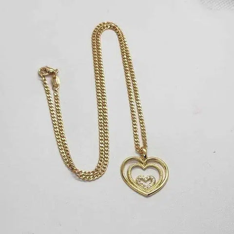 Brand New  Brazilian 18k Gold Filled Triple Heart Necklace