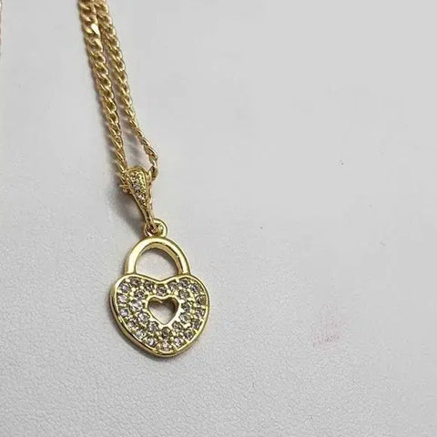 Brand New  Brazilian 18k Gold Filled Heart Lock Design Necklace