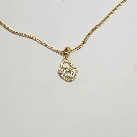 Brand New  Brazilian 18k Gold Filled Heart Lock Design Necklace