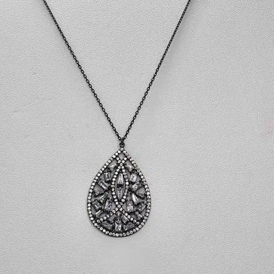 Brand New  Sterling Silver 925 Oval Design with gemstones Necklace