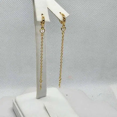 Brand New  Brazilian 18k Gold Filled Heart Cross Dangle Earrings