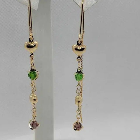 Brand New Brazilian 18k Gold Filled Dangle Heart Earrings