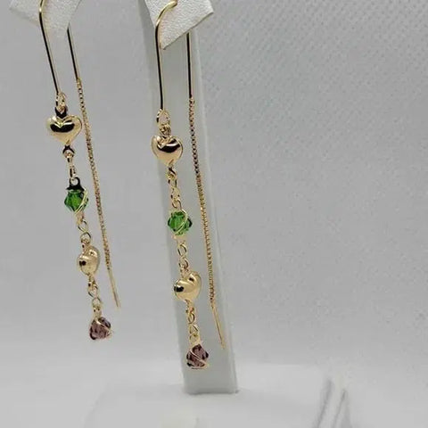 Brand New Brazilian 18k Gold Filled Dangle Heart Earrings