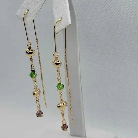 Brand New Brazilian 18k Gold Filled Dangle Heart Earrings