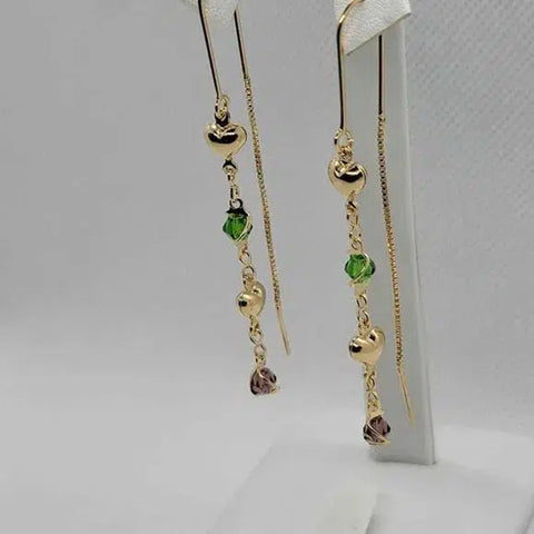 Brand New Brazilian 18k Gold Filled Dangle Heart Earrings