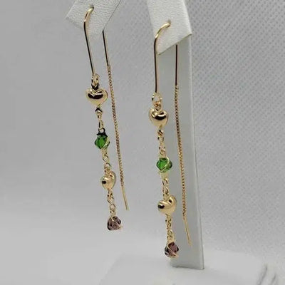 Brand New Brazilian 18k Gold Filled Dangle Heart Earrings