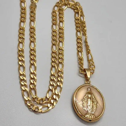 Brand New  Brazilian 18k Gold Filled Virgen Maria Necklace